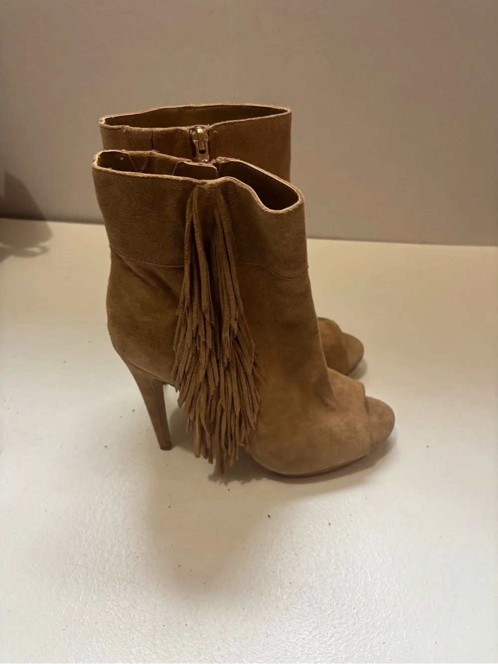 BCBGeneration Fringed Open Toe Booties Size 10 M